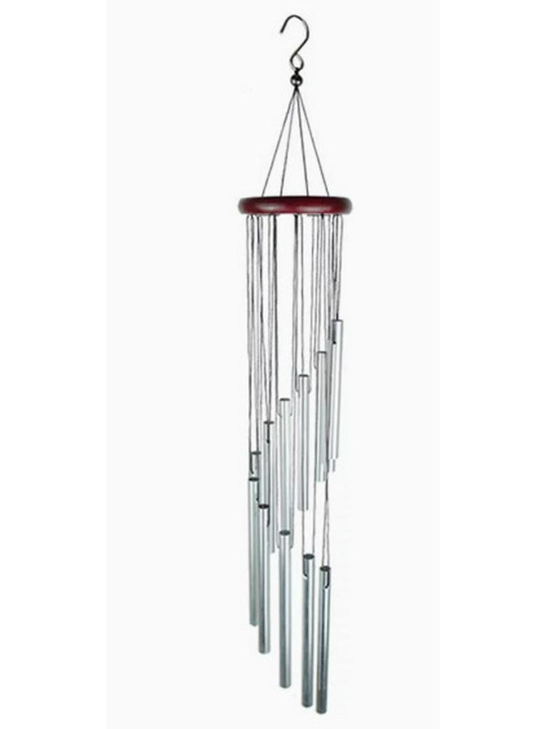 12-Tube 18-Inch Rotating Solid Wood Wind Chime for Outdoor Balcony or Garden.
