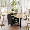 Folding Dining Table with Drop Leaves 4 Compartments 3 Shapes for Kitchen Living Room 169x60x75 cm Dark Natural