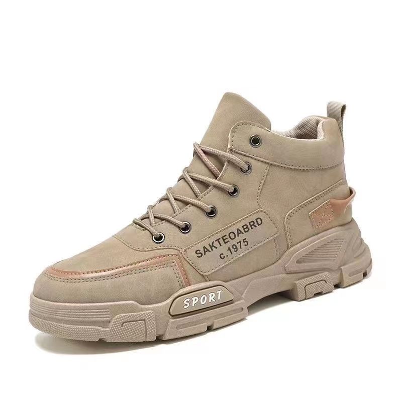 Herren Retro-Stil für Martin Boots Mid Cut Workwear mit dicksohligen Schnür-High-Top-Freizeitschuhen für Frühling Herbst