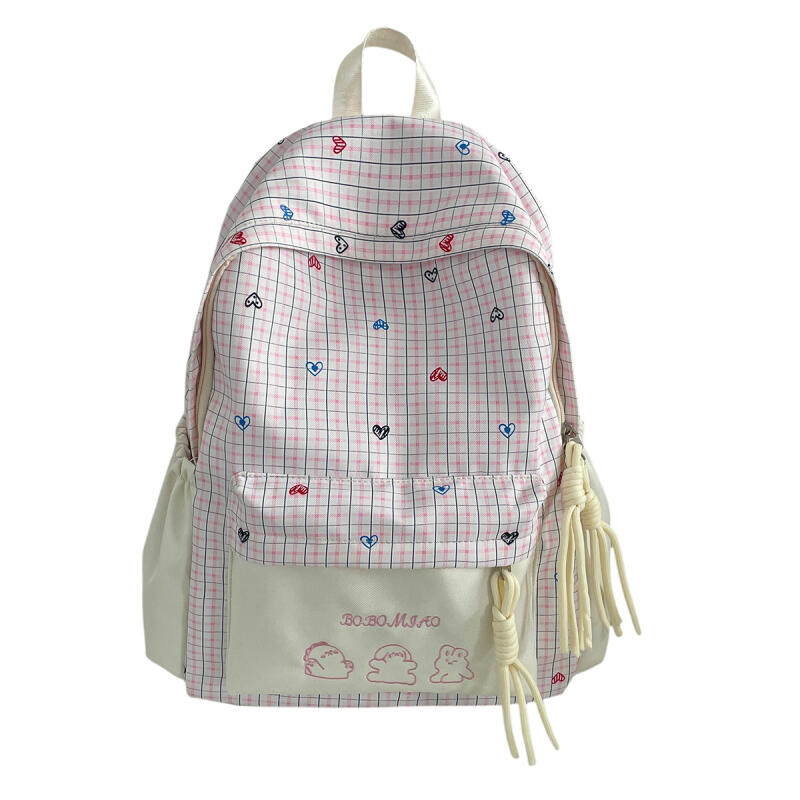 Karrierten Rucksack Große Kapazität Schülertasche Schultasche Damenrucksack