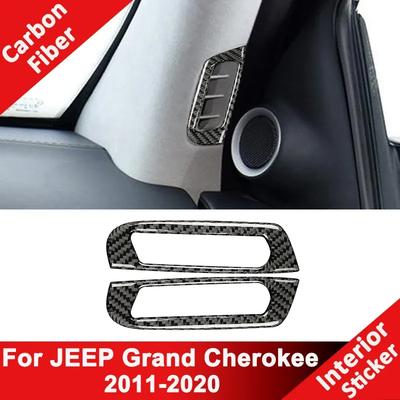 For JEEP Grand Cherokee 2011- Carbon Fiber Car A-Pillar Air Outlet Vent Frame Decoration Sticker Interior Accessories