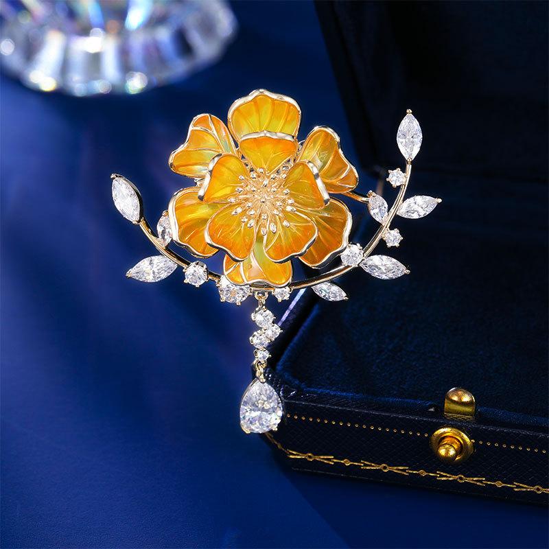 

Цветы цветут, богатый высококачественный корсаж для костюма, модная высококачественная антибликовая булавка, инкрустированная цирконием, изысканная цветочная брошь