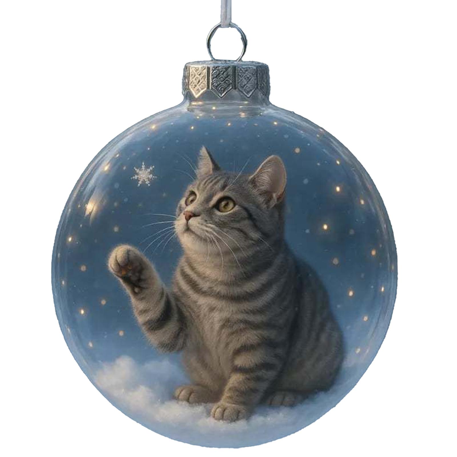 

2026 Новый Прочный Кристальный Орнамент на Елку Ручной Работы Рождественская Подвеска Подарок для Любителей Кошек Легкий Кошачий Снежный Шар Многоразовый