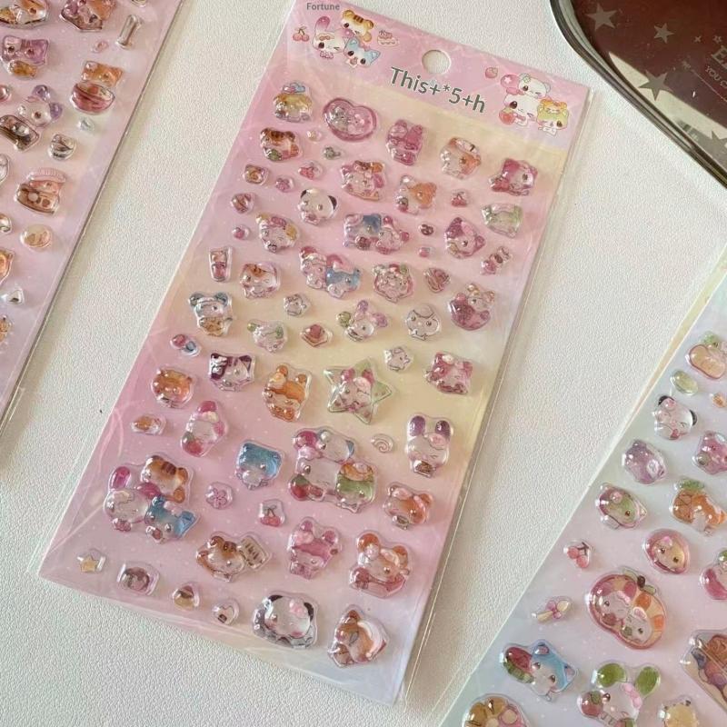 

Cute Cartoon Animals Relief Stickers Diy Handbook Decorative Transparent Stickers Cute Laptop Phone Stationery Stickers Gifts A1
