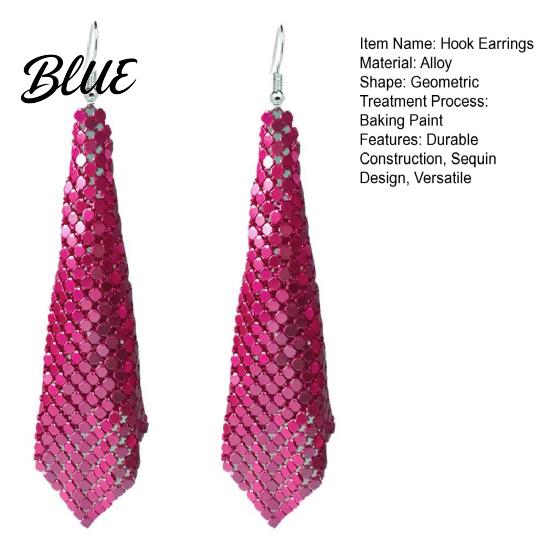 Detail-oriented Earrings 1 Pair Sequin Hook Geometric Design Long Statement