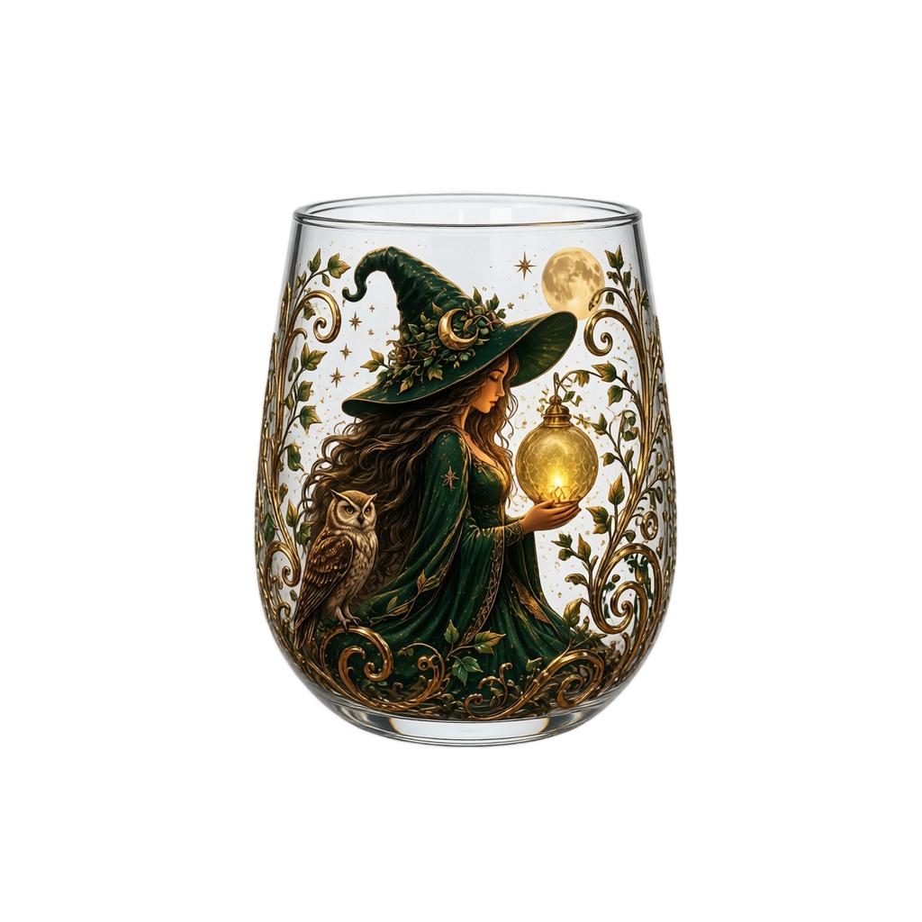 Bicchiere in Vetro Design Strega - Tumbler Novità Stampato 2D per Caffè, Tè e Bevande