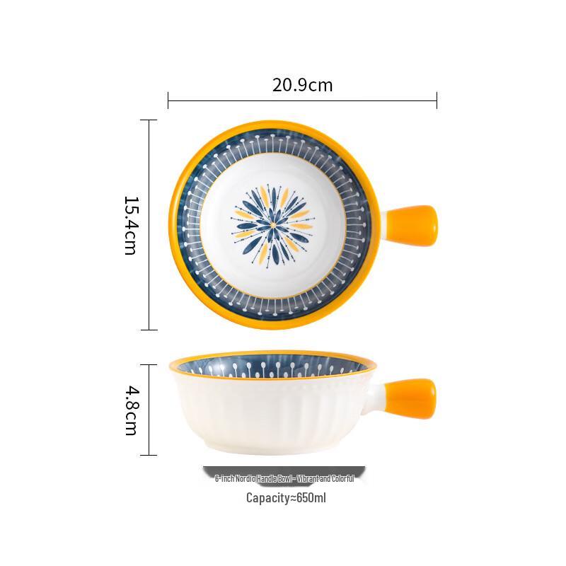 Nordic Style Ceramic Handle Bowl