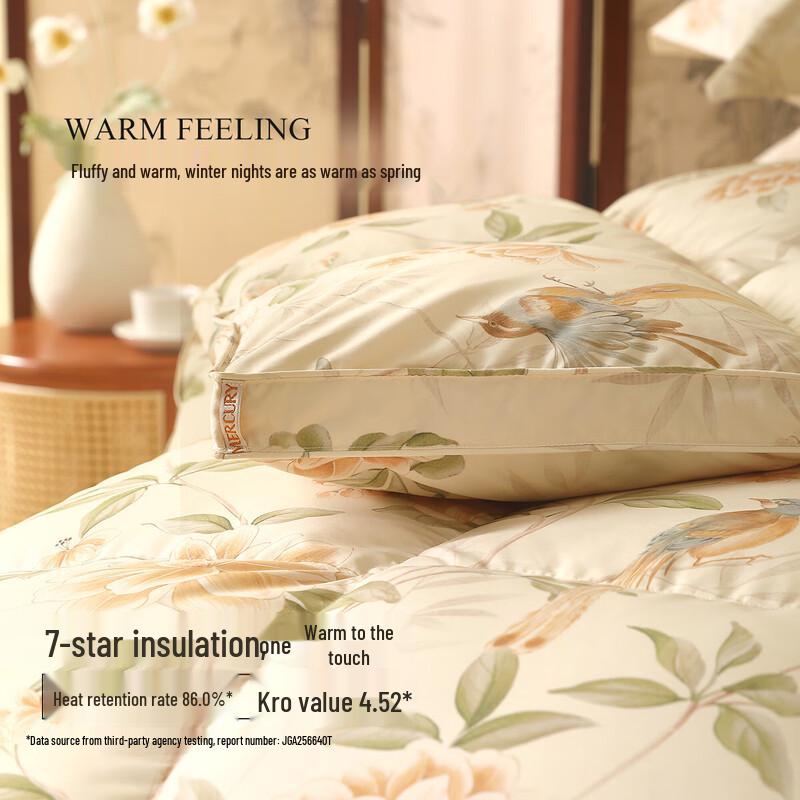 Mercury Home Textiles Floral & Bird 90% White Duck Down Winter Duvet