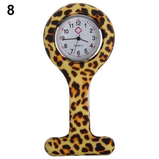 Fashion Patterned Silicone Nurses Brooch Tunic Fob Pocket Watch Stainless Dial