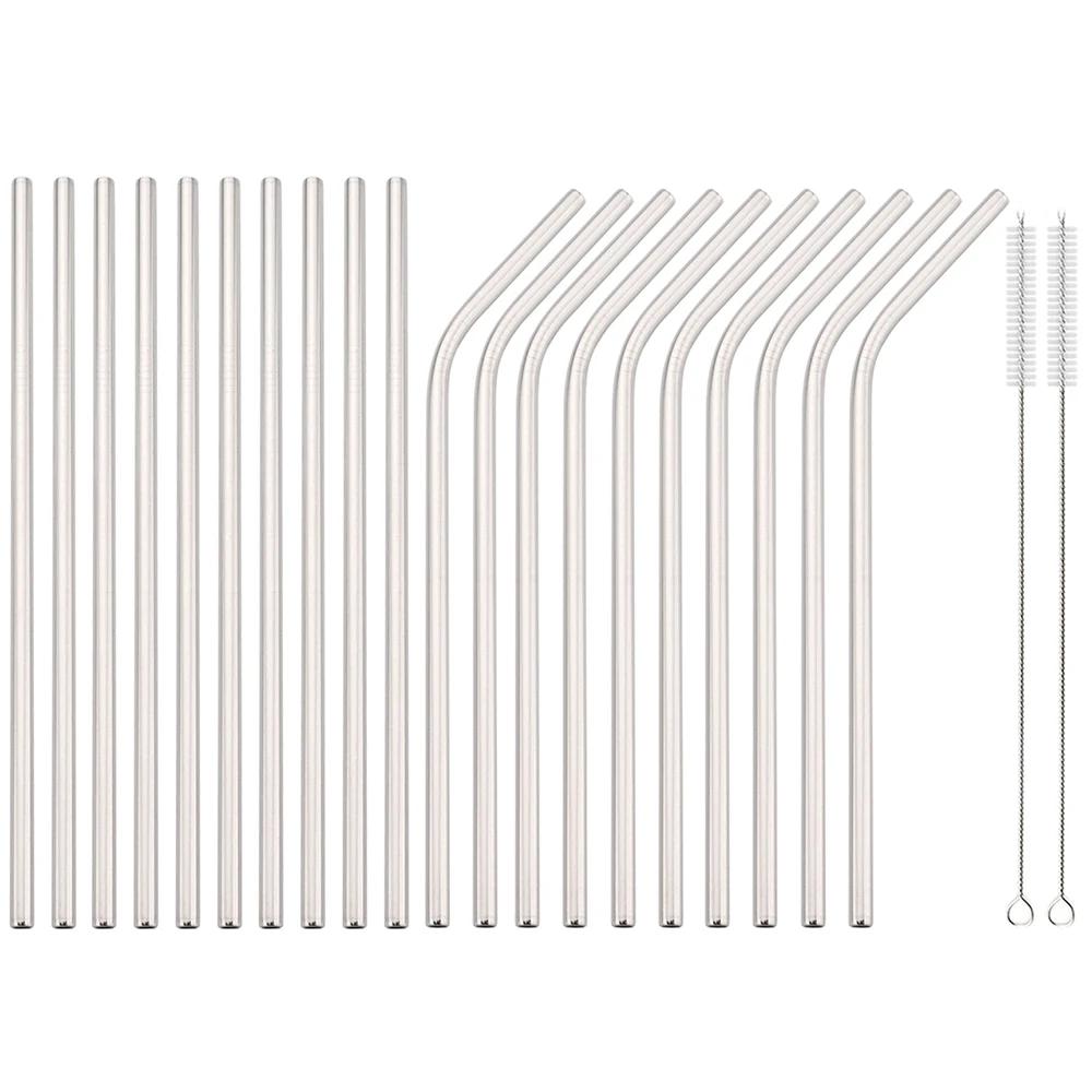 20Pcs Colorful Reusable Metal Straws Set with Cleaner Brush Stainless Steel Drinking Straw Milk Drinkware Bar Party Accessory