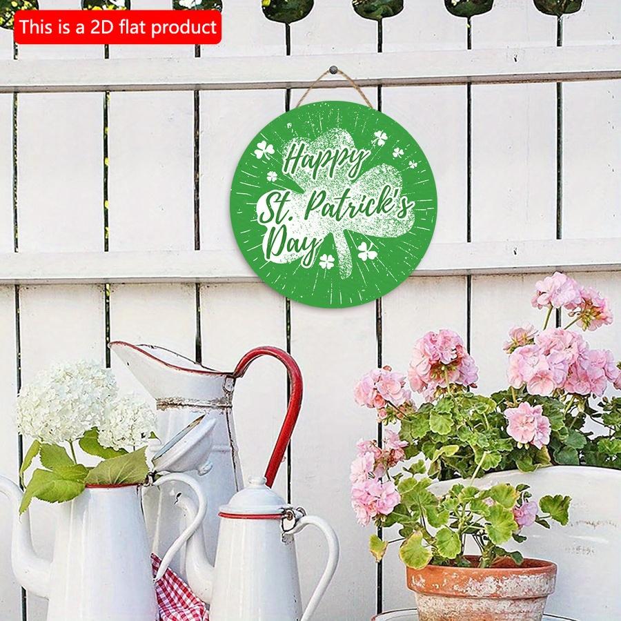 2D flat 20*20cm1pc Happy St.Patrick'sDay Three-leaf clover patterns hanging wooden sign Wall decoration, St.Patrick'sDay round door Pendant Suitable