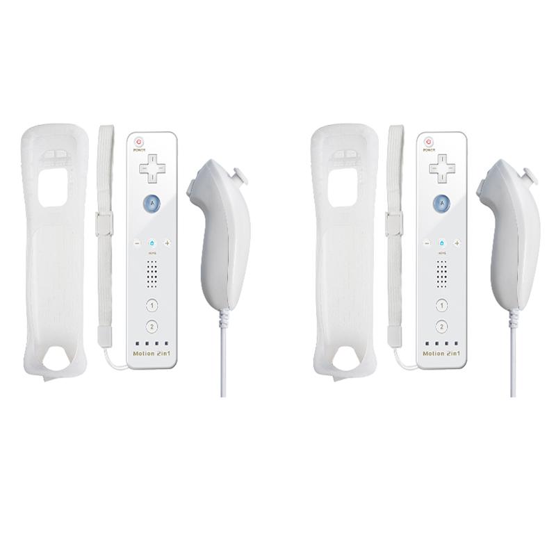 2 in 1 For Nintendo Wii Controller Set Optional Motion Plus Joystick Wireless Remote Gamepad with Silicone Case Video Game