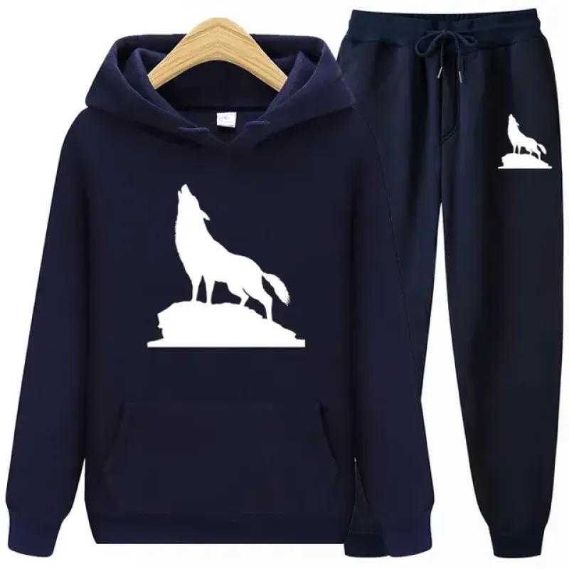 2023 Autumn Winter Hoodie Suit Men's Trousers Leisure Running Sports Sets Men Print Two-Piece Set Male Fashion Jogging Tracksuit