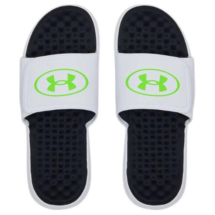 Under Armour Ignite Pro 8 Slide White Hyper Green Men Sneakers 6000337-100