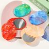 Marble Print Hair Comb Portable With Mirror Foldable Travel Makeup Mirror Acrylic Comb 2 In 1 For Women Hair Accessories