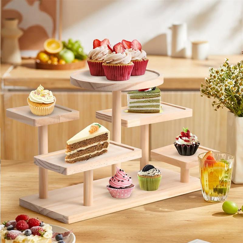 Dekorativní ozdoba na vystavení z masivního dřeva, úložný regál v japonském stylu, víceúrovňový