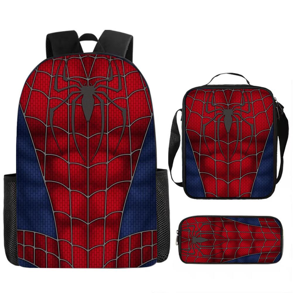 Spider-Man Schoolbag Three-piece Set Student Large-capacity Storage Backpack Outdoor Portable Backpack