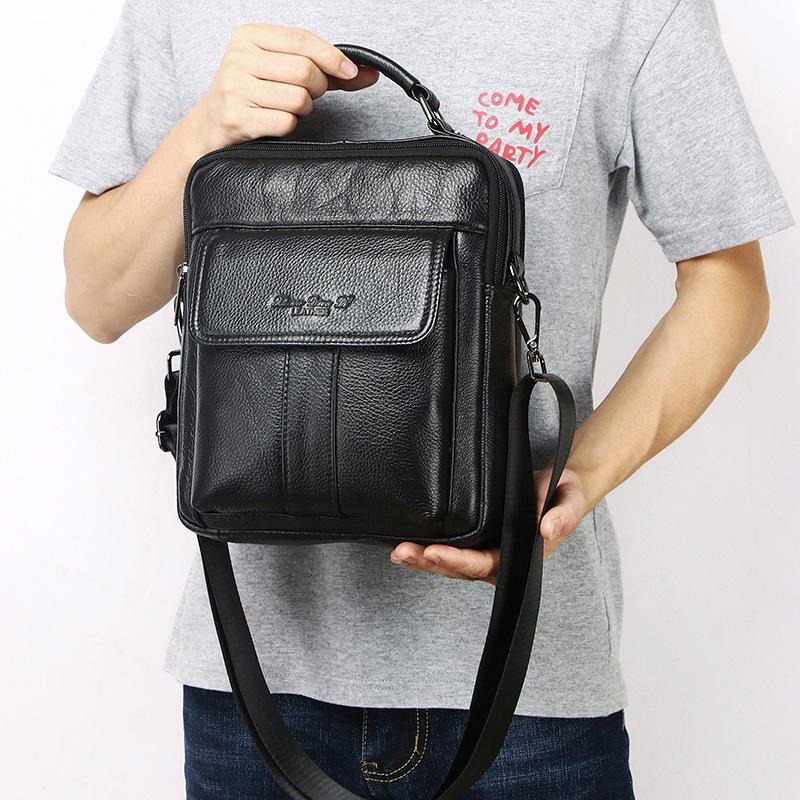 

Мужская кожаная сумка через плечо, многофункциональная сумка, большая сумка через плечо, мужская сумка из воловьей кожи с верхним слоем, повседневная сумка для iPad