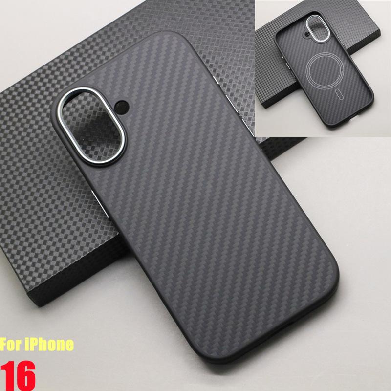 

Магнитный чехол из углеродного волокна для IPhone 16 Pro Max / 16 Plus Арамидное волокно Magsafe Беспроводная зарядка Ударопрочная Защитная крышка Рамка ТПУ