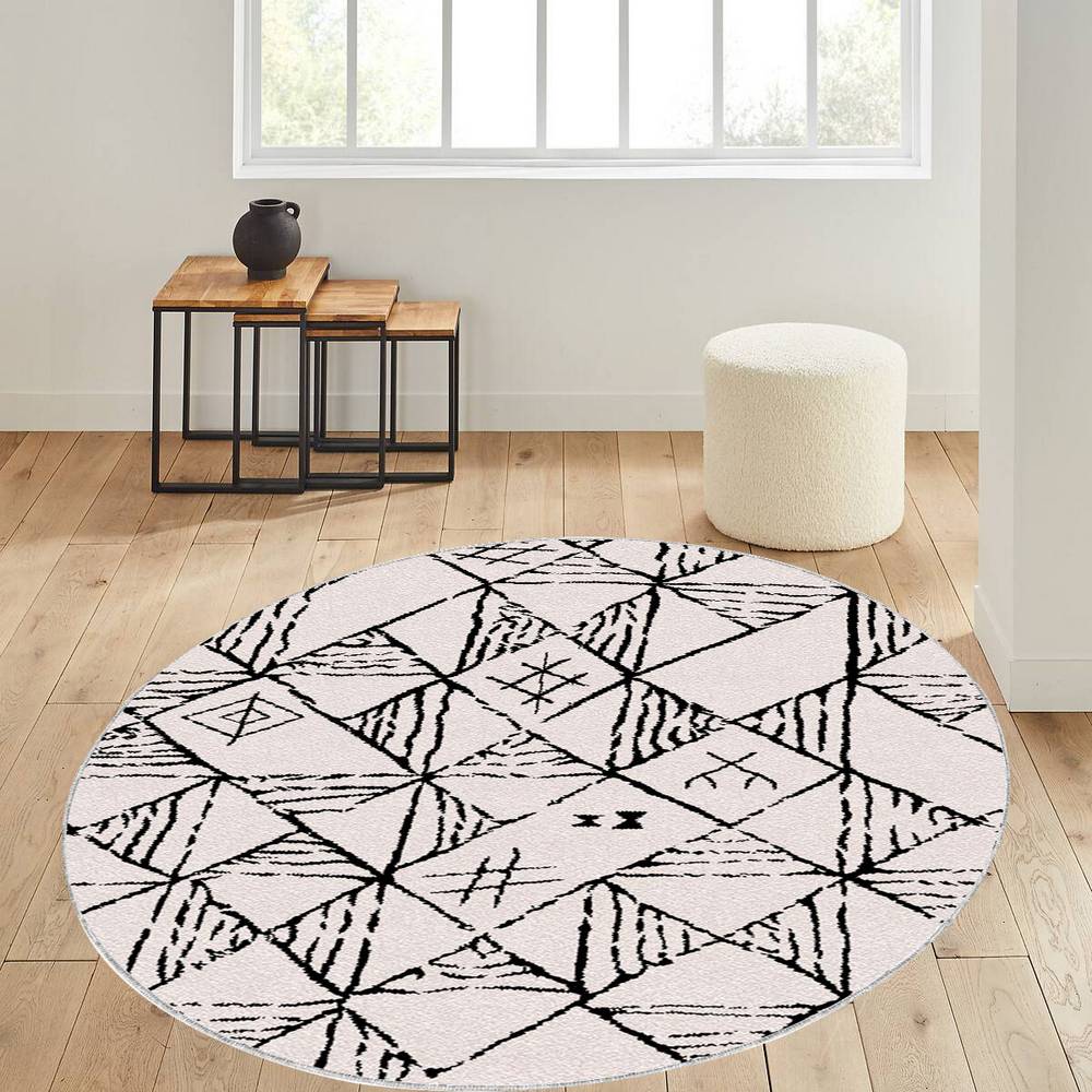 

Rovigo Home Моющийся круглый ковер с принтом RHM7104 100x100 бежевый