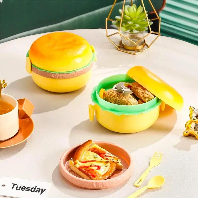 Fashion Hamburger Shaped Plastic Lunch Box - Portable Food Container for Healthy Meals On the Go