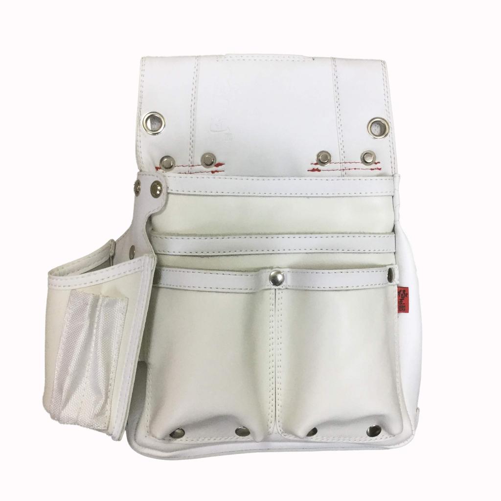 Gokusho white leather nail bag with ink pot holder GL-03W