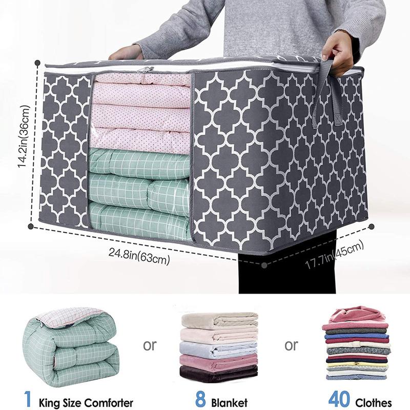3PCS Large Clothes Storage Bags Ziped Organizer Underbed Wardrobe Cube Closet Boxes