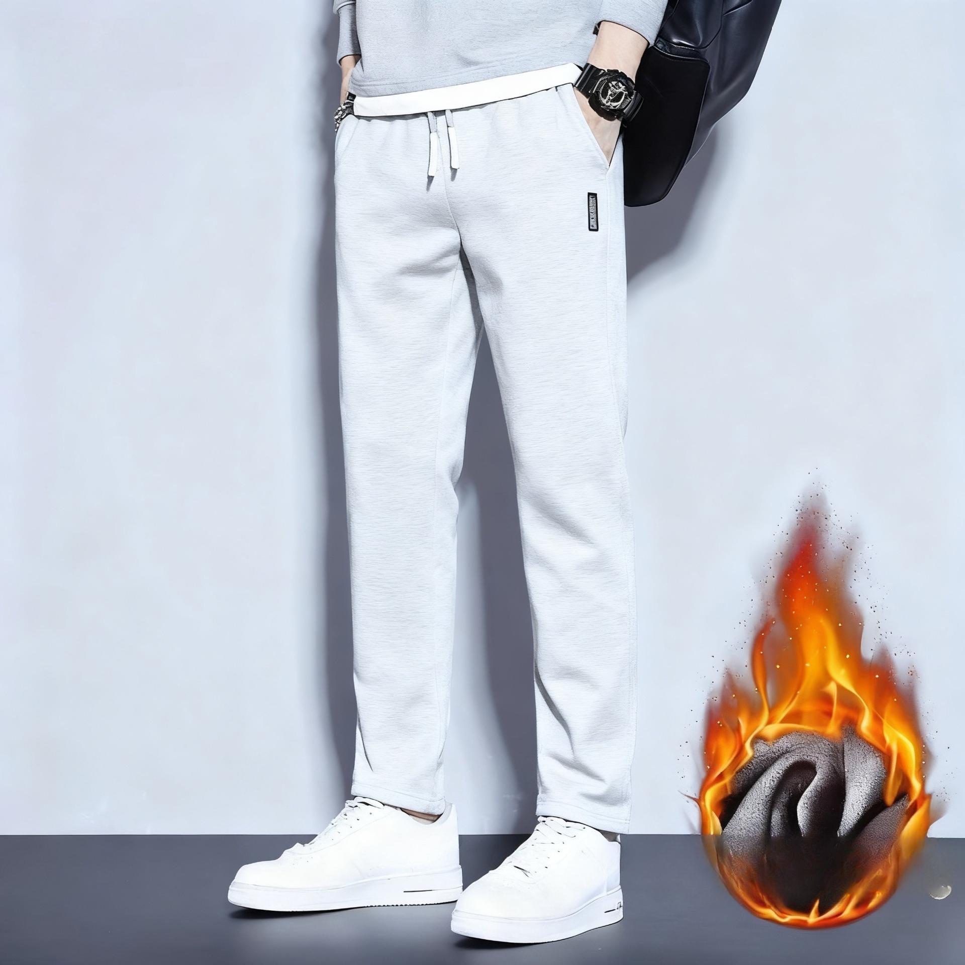 

Men s Korean Style Plus Size Fashionable Straight Leg Casual Fleece Lined Pants 5XL