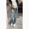 Women's Low Waisted Vintage Washed Micro Flare Jeans Slim Fit Retro Stretch Denim Pants for Summer