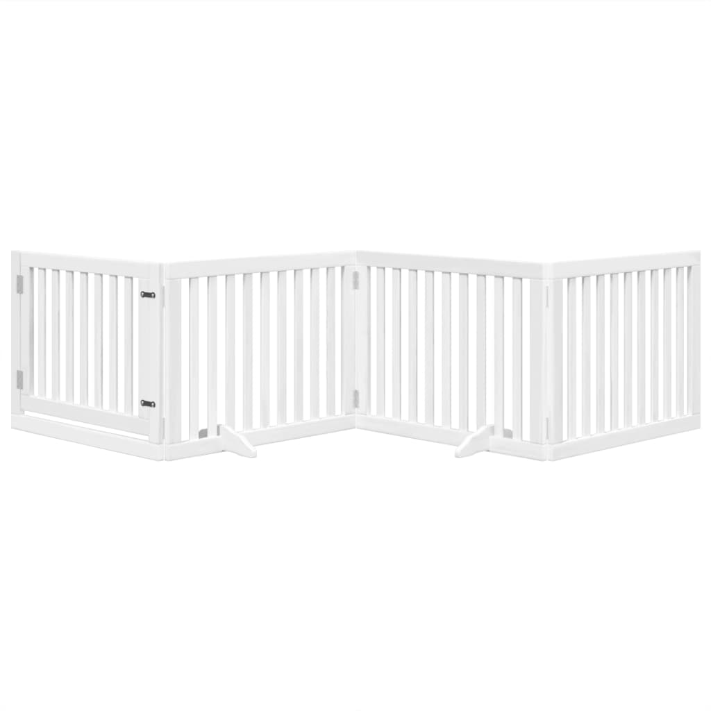 Vidaxl Foldable Dog Gate, With Door, 4 Panels, White, 320 Cm