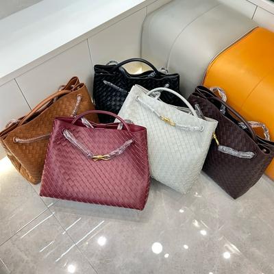 Cross Border New Leather Large Woven Bow Metal Rope Buckle Handheld Cross Shoulder Underarm Bag For Women