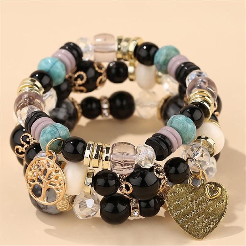 DIEZI Bohemian White Crystal Beads Strand Bracelets For Women Girls Ethnic Tree Of Life Charm Wrap Bracelet Pulseira Feminina