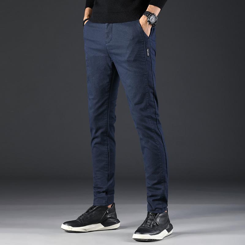 Summer Thin New Men'S Ice Silk Casual Pants Fashionable And Versatile Elastic Slim Straight Leg Small Leg Pants Men'S Pants