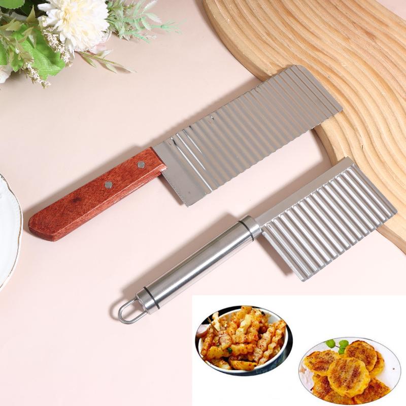 Stainless Steel Crinkle Cut Potato Slicer Wavy Blade Cutter Potato Chopper For Vegetable Chip Making Kitchen Cooking Tool