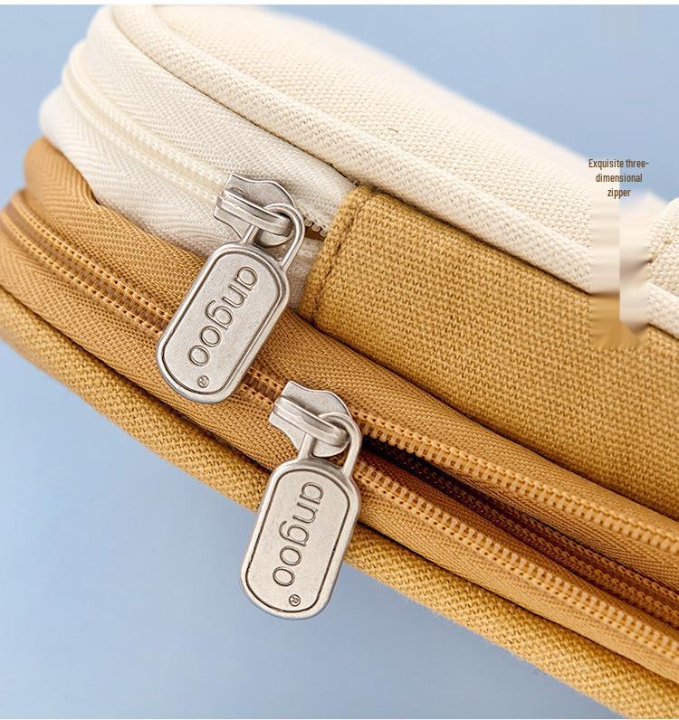 Enhanced Large-Capacity Pencil Case in Macaron Color Block for Students - Unisex Simple Style