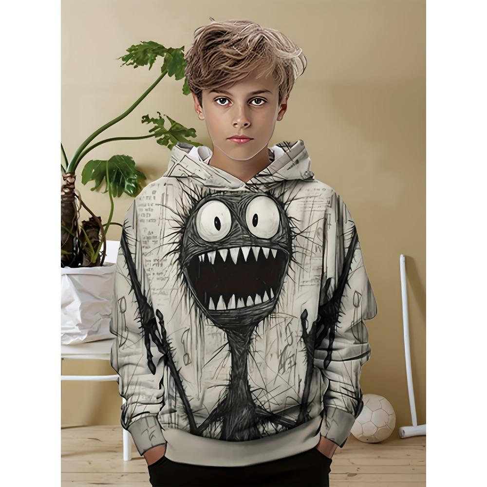 Boy Clothes Funny Terror Pumpkin Long Sleeve Hoodies Child Cartoon Halloween Thin Sweatshirt Tops Halloween Gift for Boys Girls