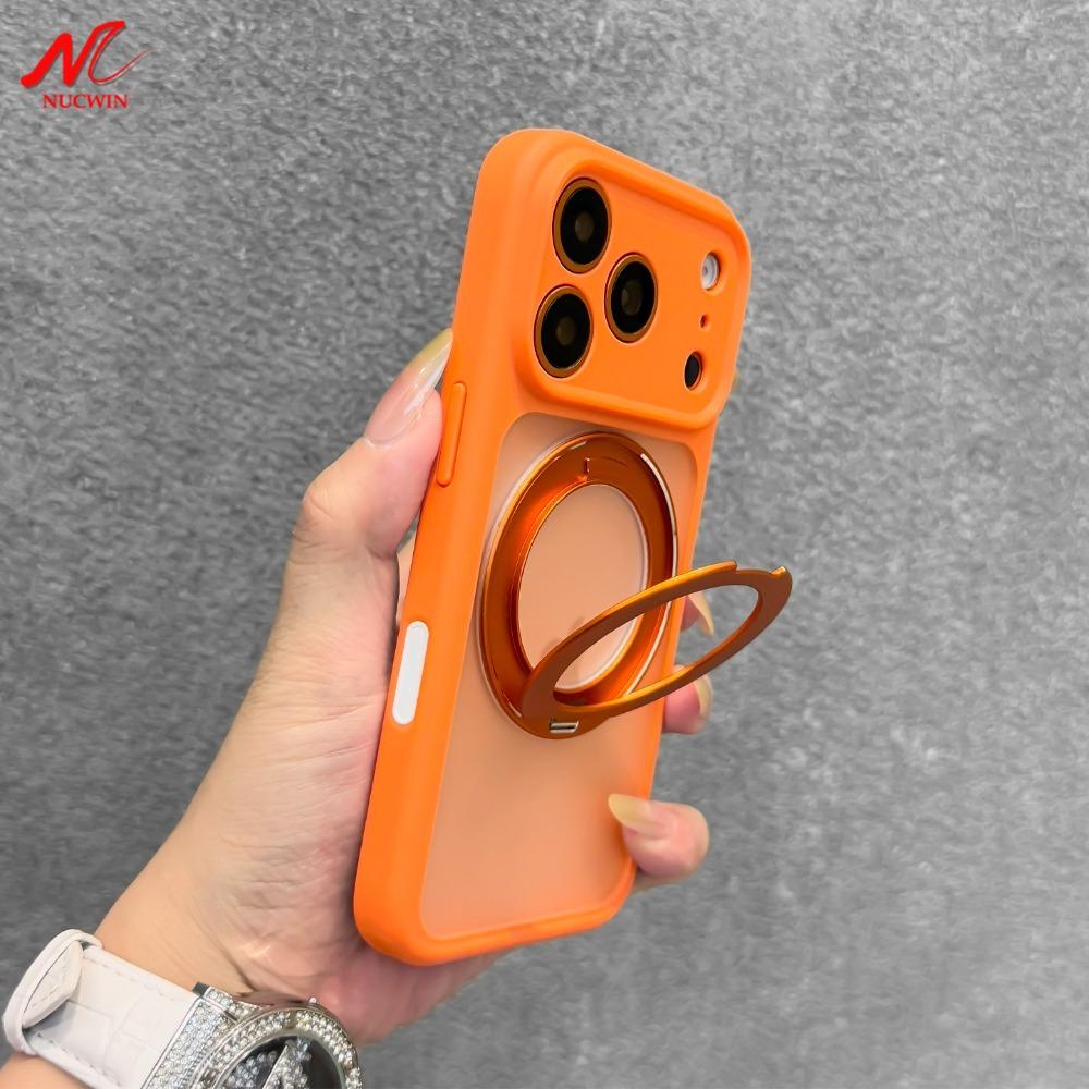 Candy Color 360° Rotating Bracket Magnetic Case for iPhone 17 16 Pro Max for Magsafe Lens Protection Translucent Matte Cover