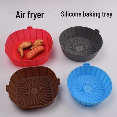 High-Temp Resistant Double Handle Silicone Air Fryer & Oven Baking Pan with Oil Draining Tray
