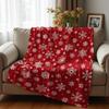 Red Xmas Flake Cartoon Anime Print Flannel Blanket Soft Warm Throw for Kids Bedroom Sofa Christmas Office Car