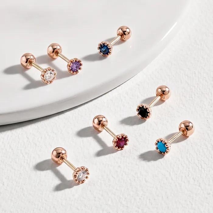14K Mini Me Round Cubic Piercing Earrings