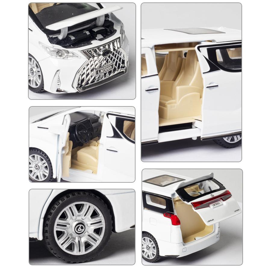 1:32 Scale Lexus LM300H Alloy Pull Back Metal Vehicle, Diecast Car Toy with Sound and Light, Door Can Be Opened Collection For Gifts Doll