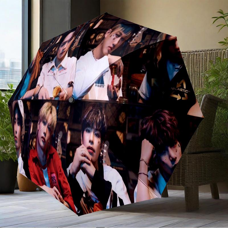 K-pop Group Stray Umbrella Folding umbrella, automatic umbrella 8-Frame for Travel, camping Use Gift for Halloween Christmas