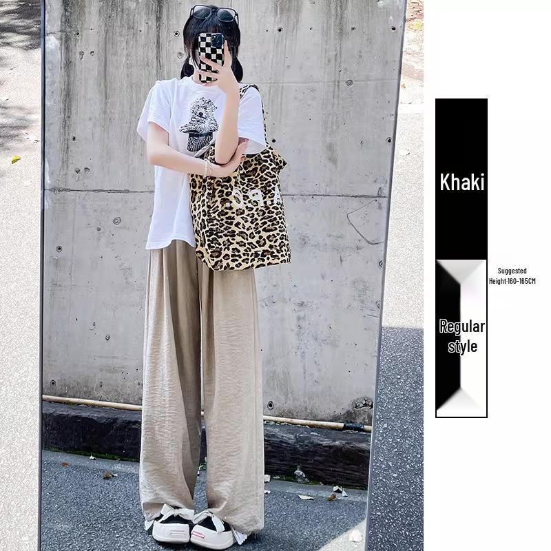 Milk Puff Women's High Waist Wide Leg Sports Pants - Slimming Lazy Style (Spring/Autumn 2026)