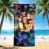 1Pc Cartoon Character Collage Beach Towel, Quick Dry, Multi-Use for Beach Pool Gym Yoga Home Travel, Christmas, Halloween, Xmas Gift M929478