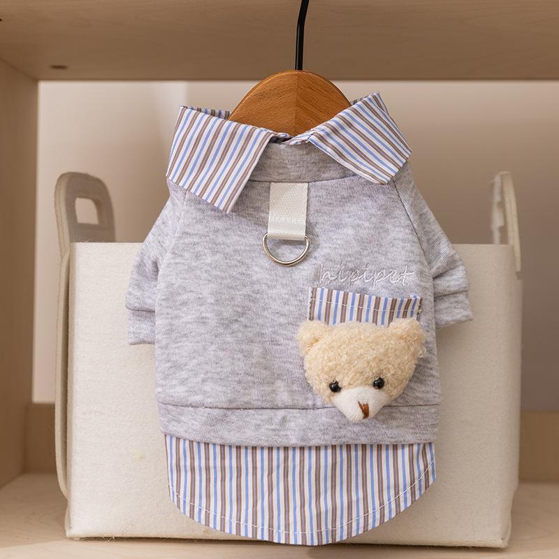 

New autumn and winter dog clothes fake two-piece shirt collar sweater cat pet clothes XS (recommended weight 1-1.5kg)