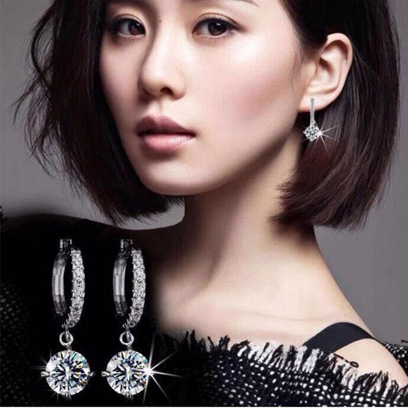 ANENJERY Earrings Mosaic CZ Four-prong Zircon Drop Earrings for Women Oorbellen Brincos Pendientes S-E401