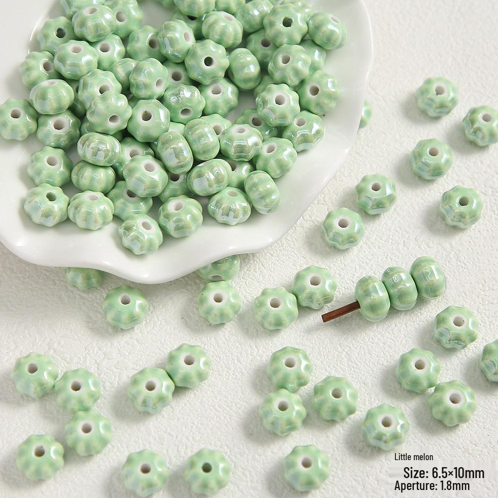 Handmade Cute Flower & Heart Green Ceramic Beads for DIY Jewelry
