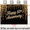 50th Anniversary Banner, Golden String Lights Backdrop Wall Decor for Celebration