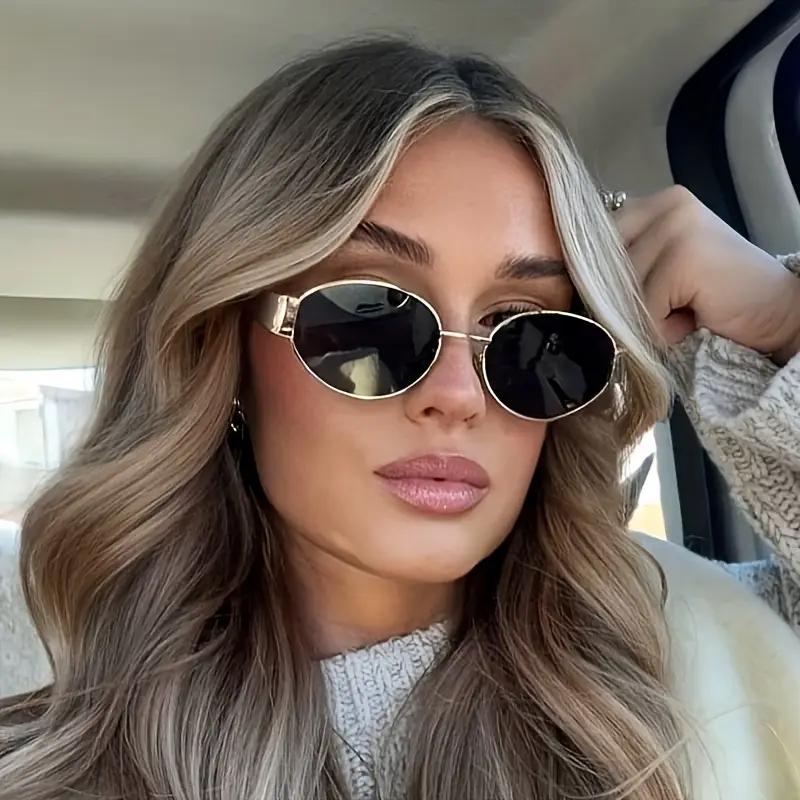 Small Metal Frame Oval Sunglasses For Women Brand Designer Fashion Luxury Shades UV400 Eyewear Men Vintage Sun Glasses