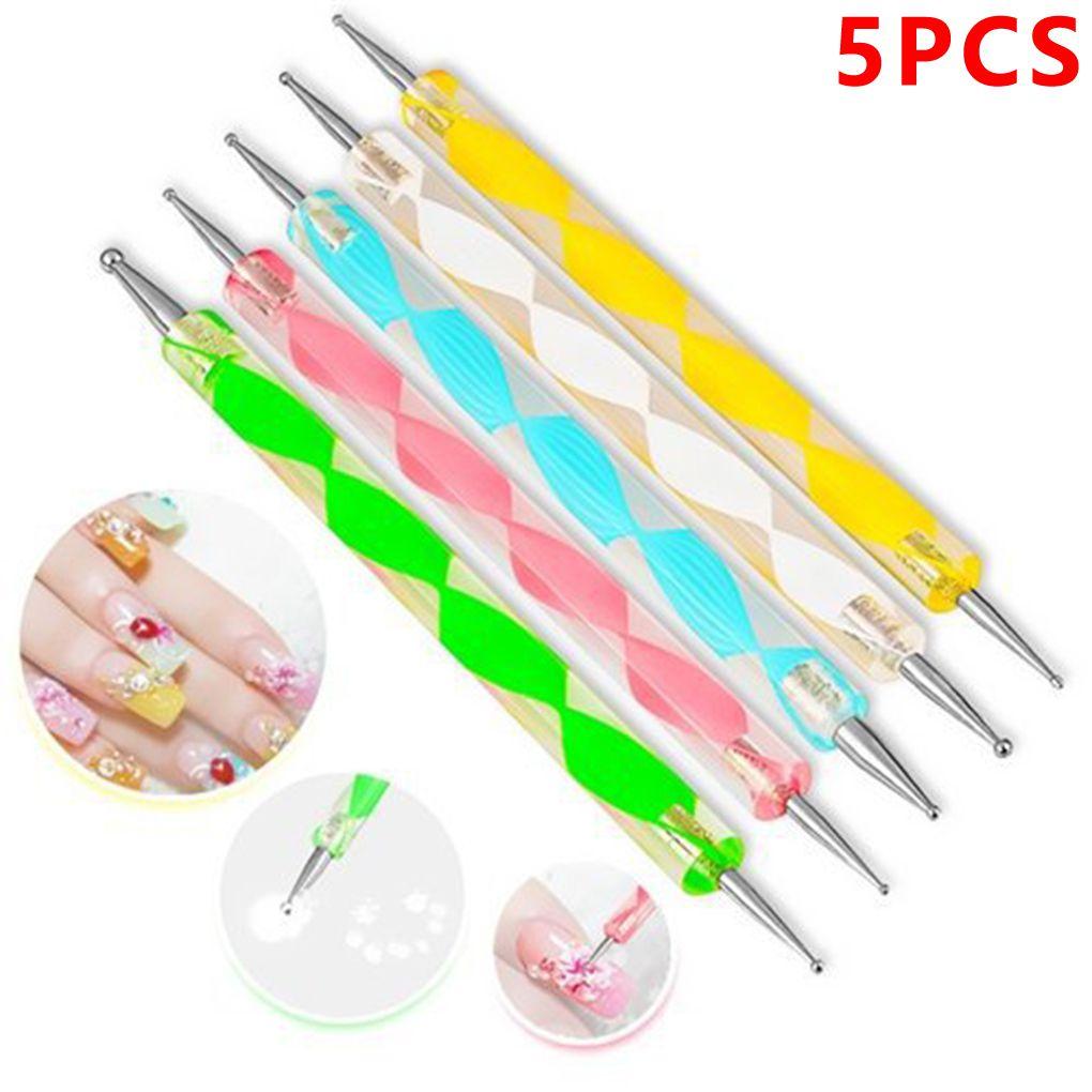 

2019 New 5pcs/Set Art Dotting Marbleizing Pen Crystal Spiral Dotting Pen Manicure Tool